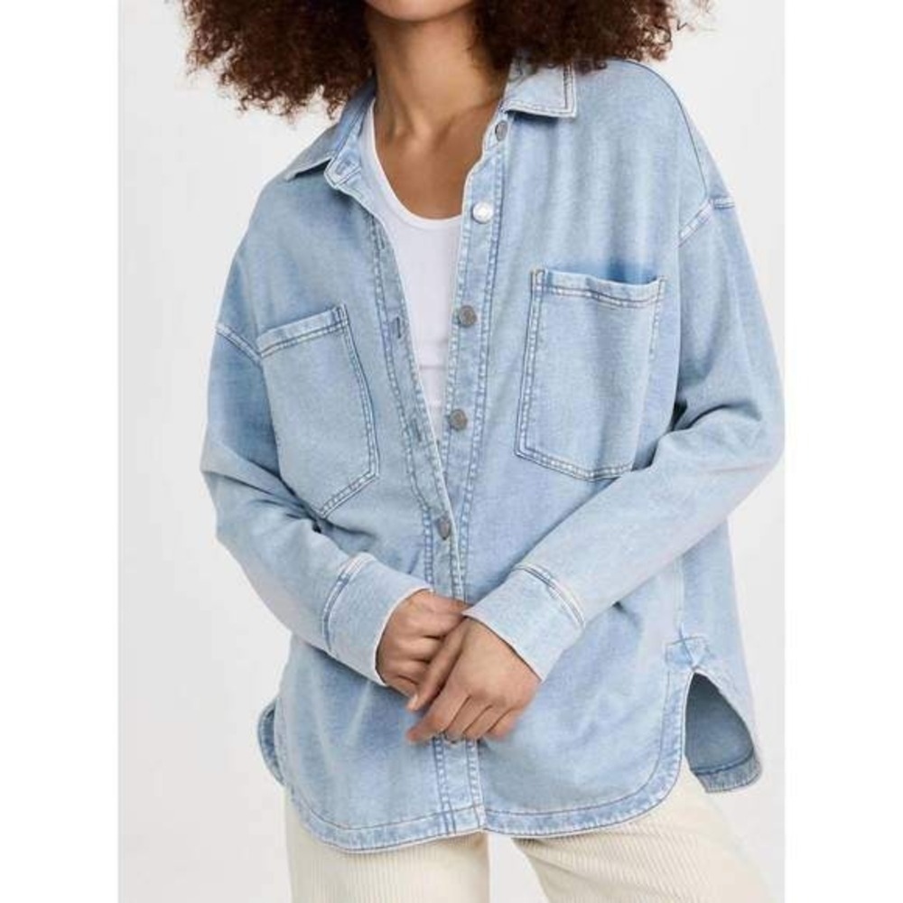 Z Supply Light Wash Denim Shacket in Pale Blue